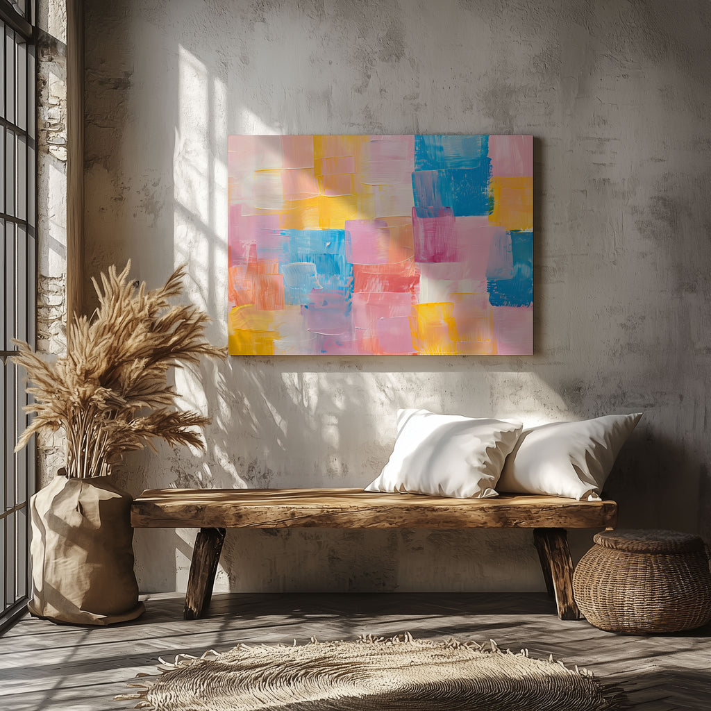 Pastel Harmony of Abstract Brushstrokes - Framed Canvas Wall Art Print | House Prints