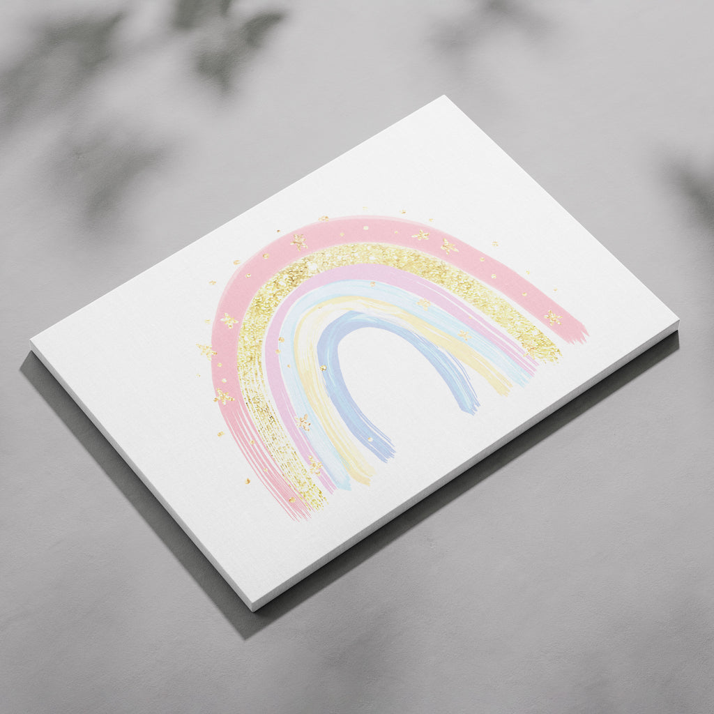 Pastel Nursery Rainbow Starry Dreams - Framed Canvas Wall Art Print | House Prints