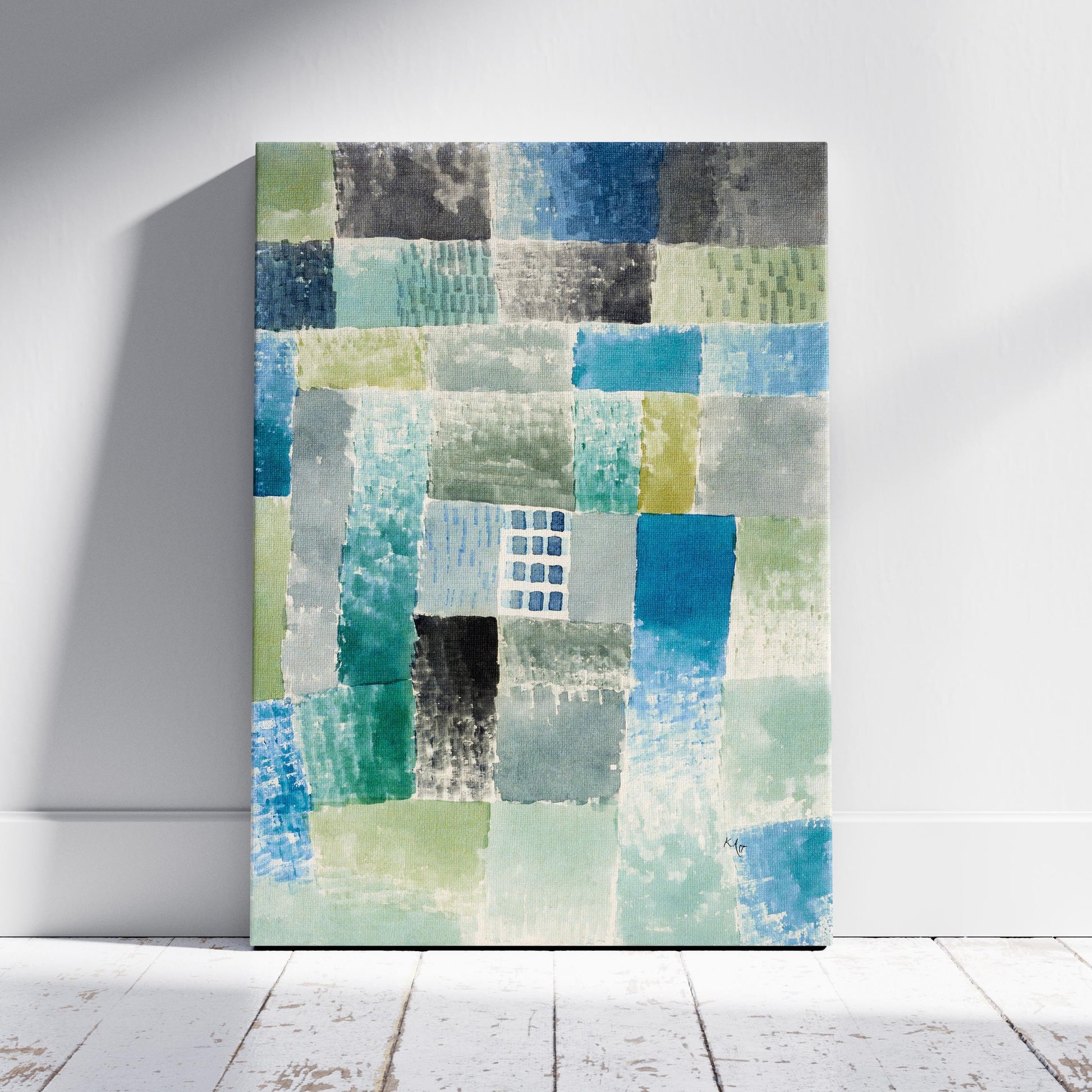 First House in a Settlement - Paul Klee - Framed Canvas Wall Art Print - House Prints