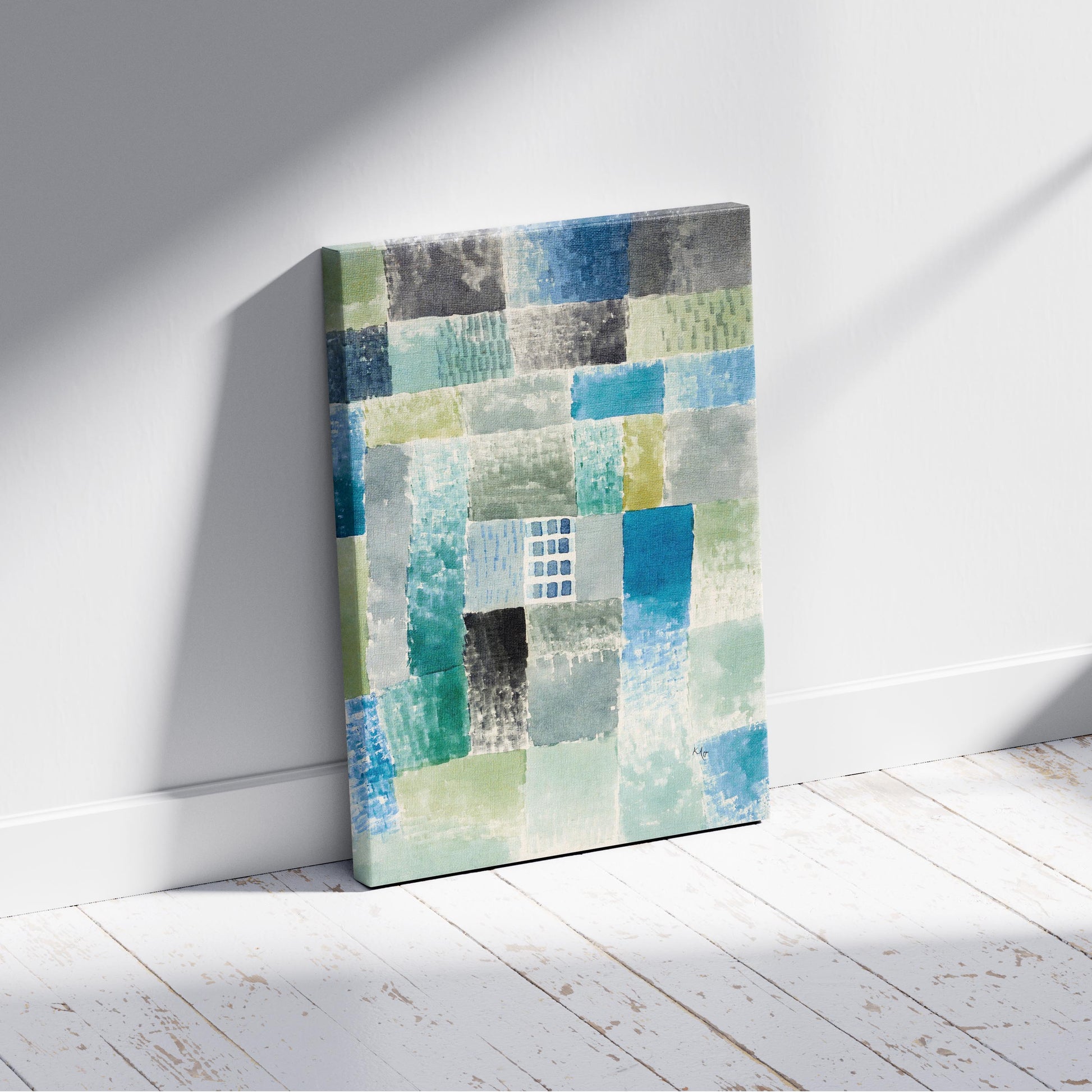 First House in a Settlement - Paul Klee - Framed Canvas Wall Art Print - House Prints