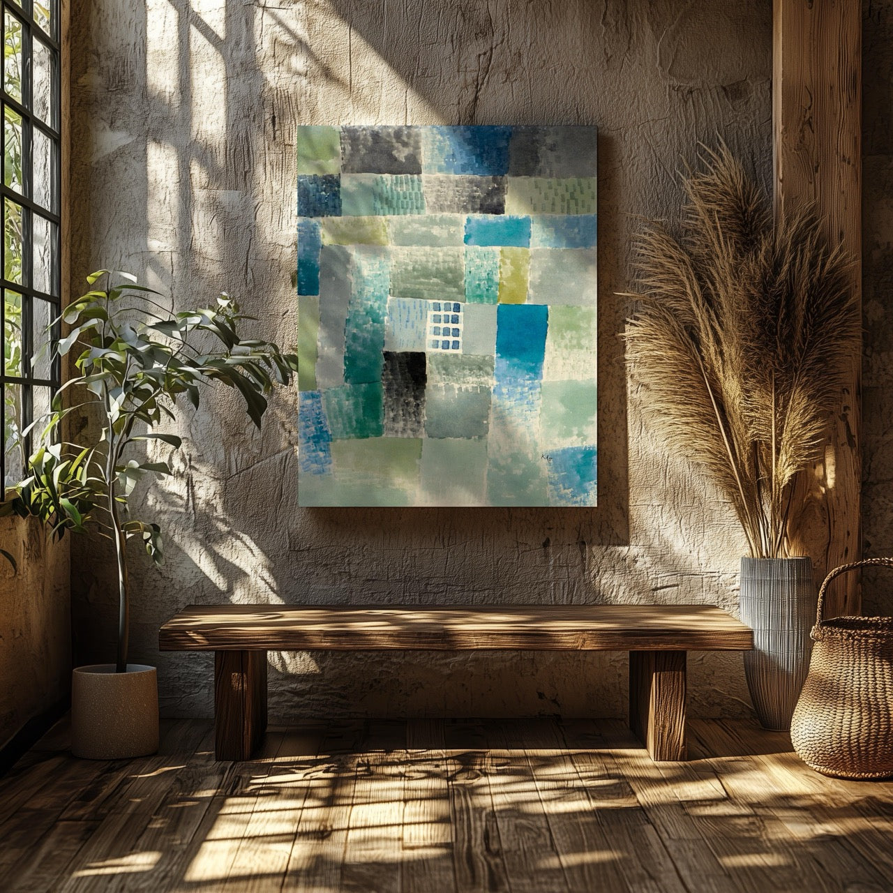 First House in a Settlement - Paul Klee - Framed Canvas Wall Art Print - House Prints