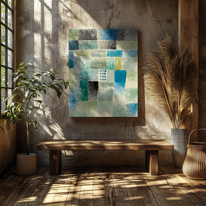 First House in a Settlement - Paul Klee - Framed Canvas Wall Art Print - House Prints
