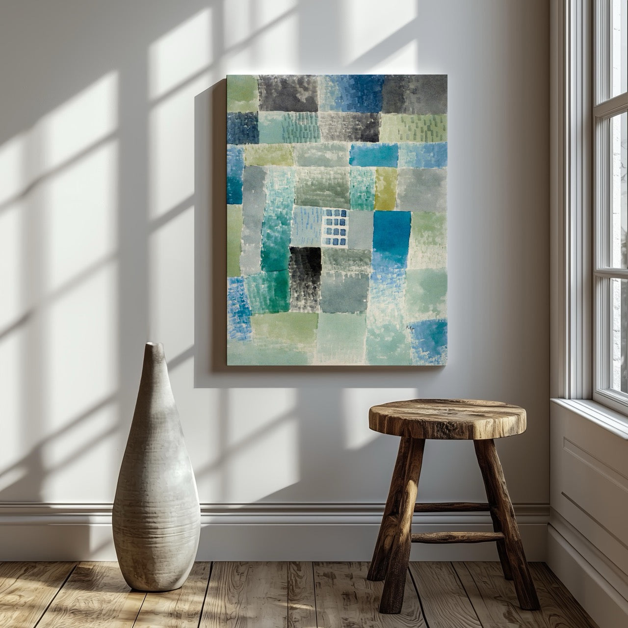 First House in a Settlement - Paul Klee - Framed Canvas Wall Art Print - House Prints