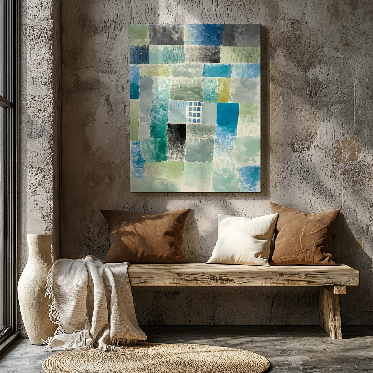 First House in a Settlement - Paul Klee - Framed Canvas Wall Art Print - House Prints