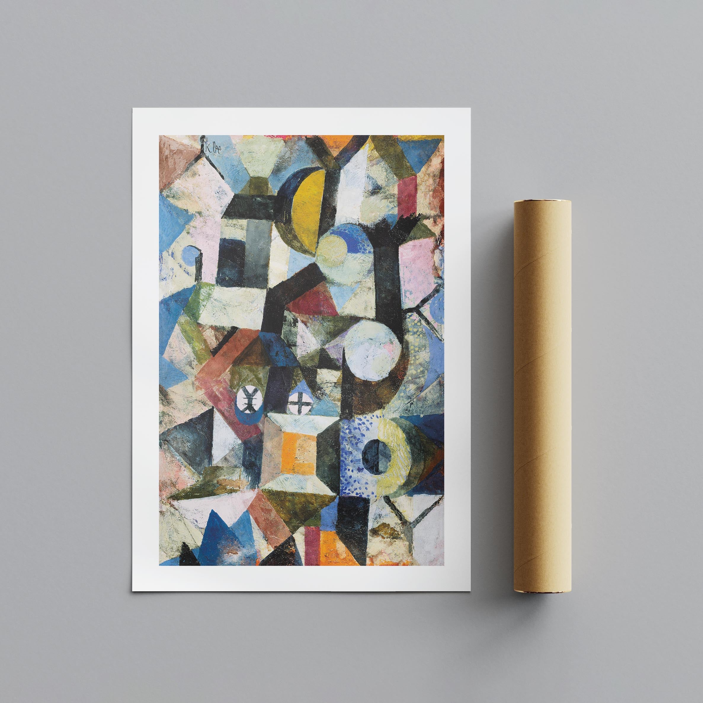 Composition with the Yellow Half-Moon and the Y - Paul Klee - Rolled Poster Wall Art Print | House Prints