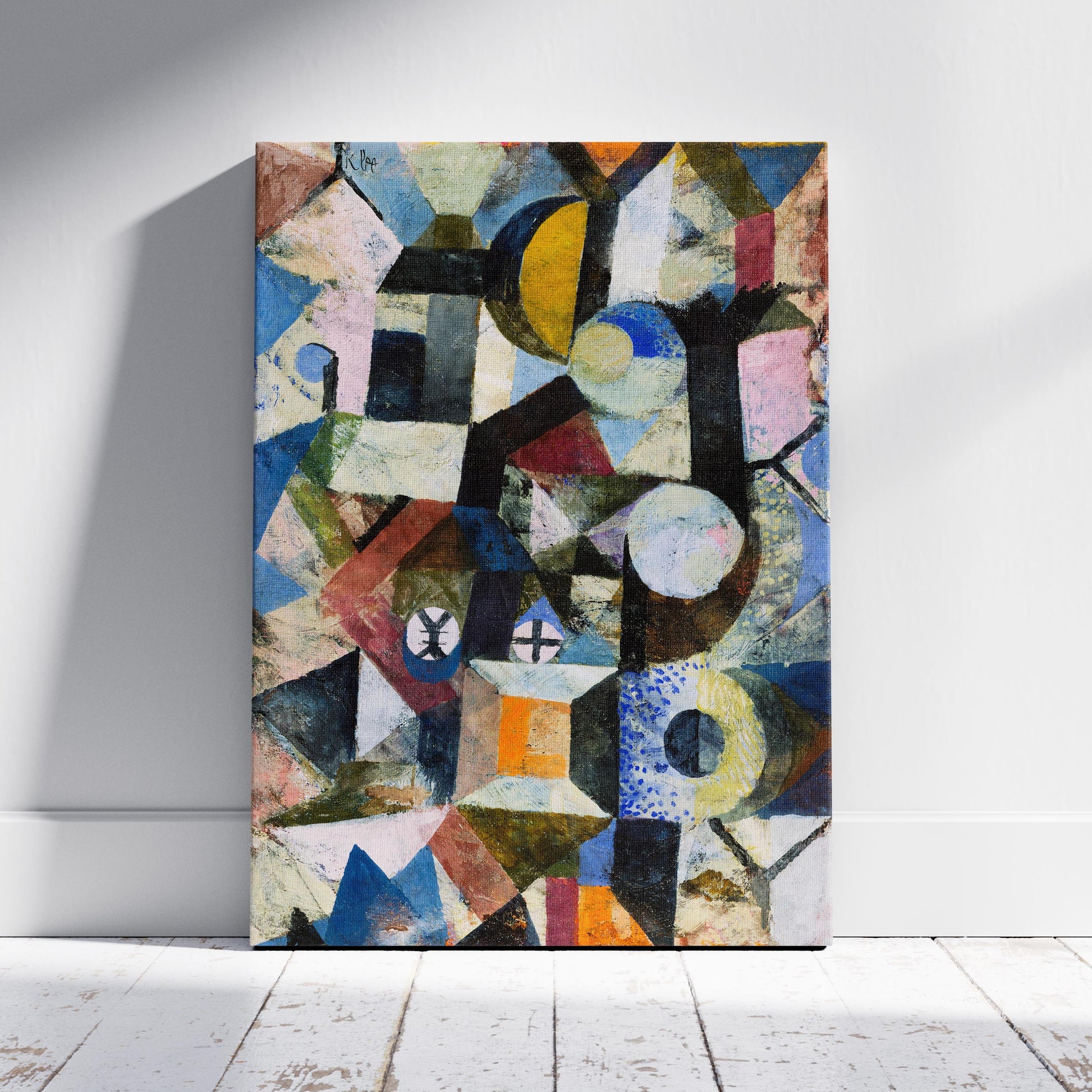 Composition with the Yellow Half-Moon and the Y - Paul Klee - Framed Canvas Wall Art Print - House Prints