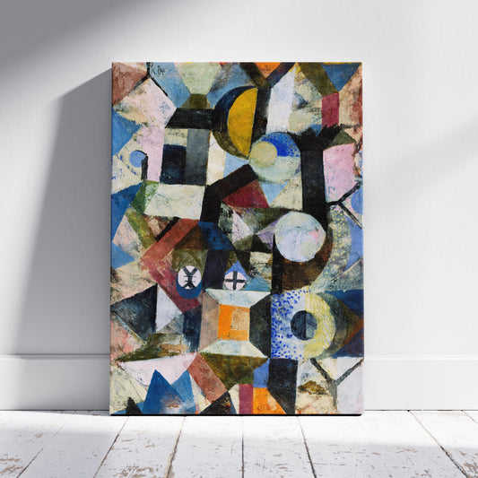 Composition with the Yellow Half-Moon and the Y - Paul Klee - Framed Canvas Wall Art Print - House Prints