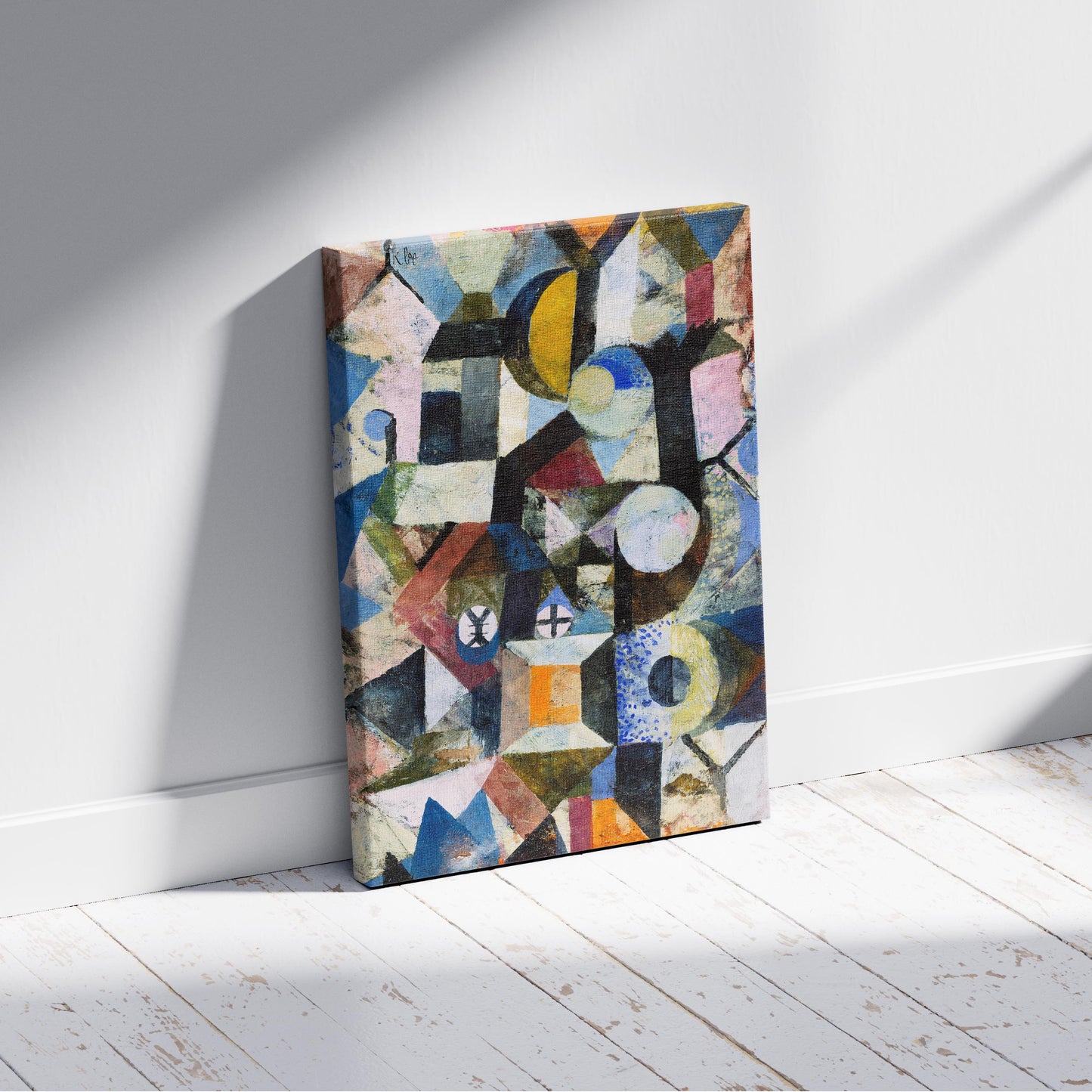 Composition with the Yellow Half-Moon and the Y - Paul Klee - Framed Canvas Wall Art Print - House Prints