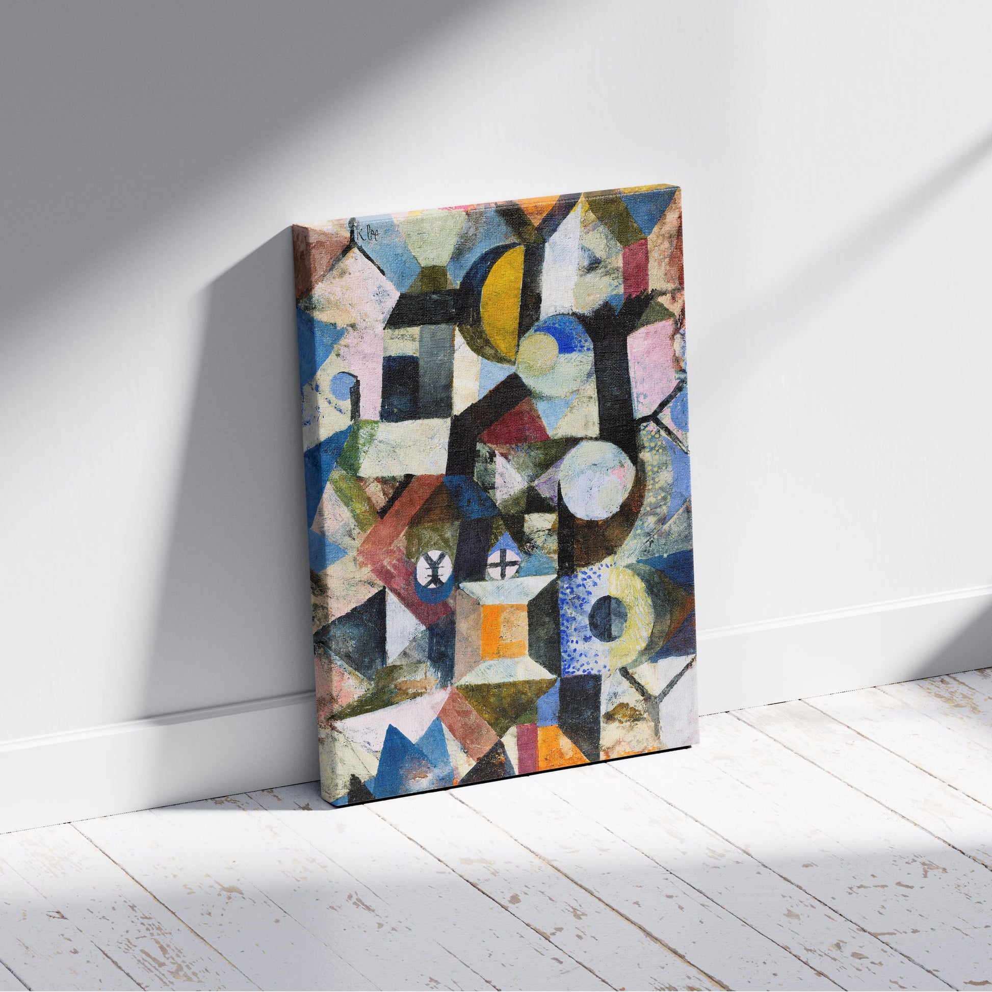 Composition with the Yellow Half-Moon and the Y - Paul Klee - Framed Canvas Wall Art Print - House Prints