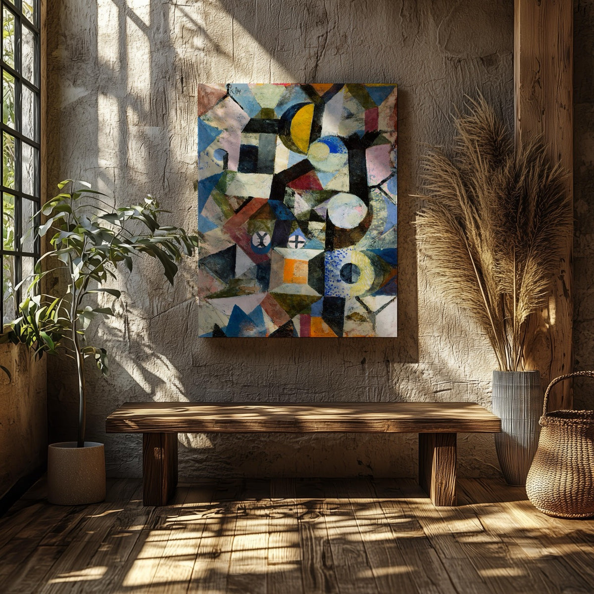 Composition with the Yellow Half-Moon and the Y - Paul Klee - Framed Canvas Wall Art Print | House Prints