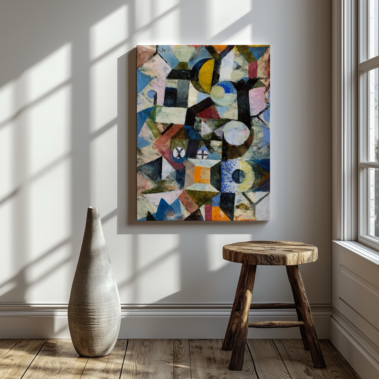Composition with the Yellow Half-Moon and the Y - Paul Klee - Framed Canvas Wall Art Print - House Prints