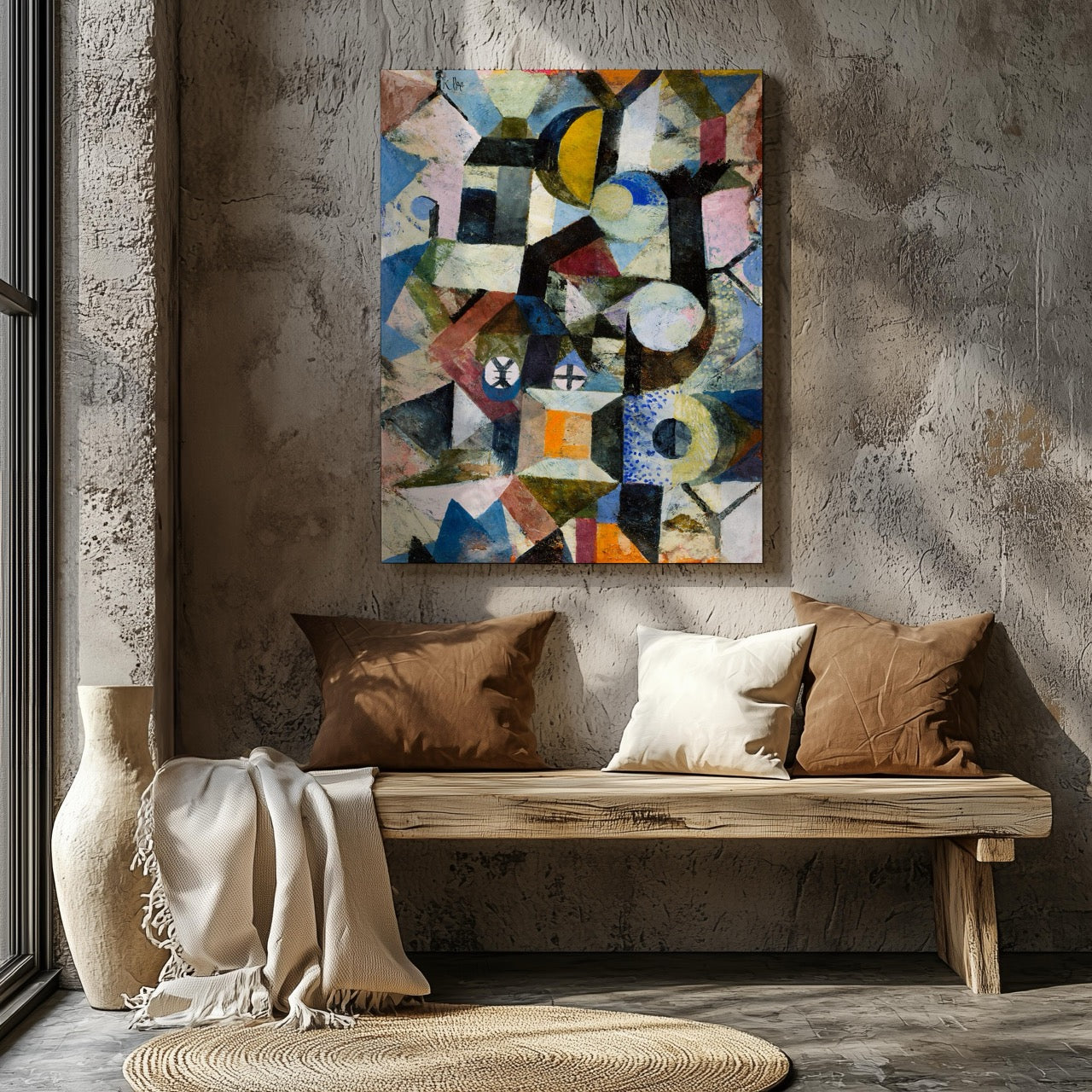 Composition with the Yellow Half-Moon and the Y - Paul Klee - Framed Canvas Wall Art Print - House Prints