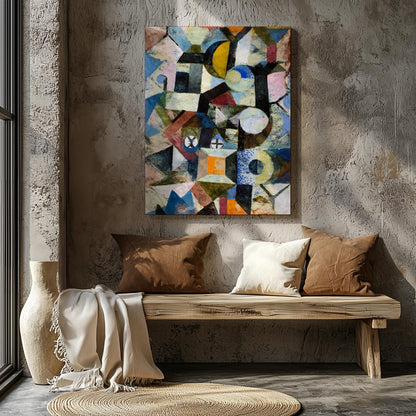 Composition with the Yellow Half-Moon and the Y - Paul Klee - Framed Canvas Wall Art Print - House Prints
