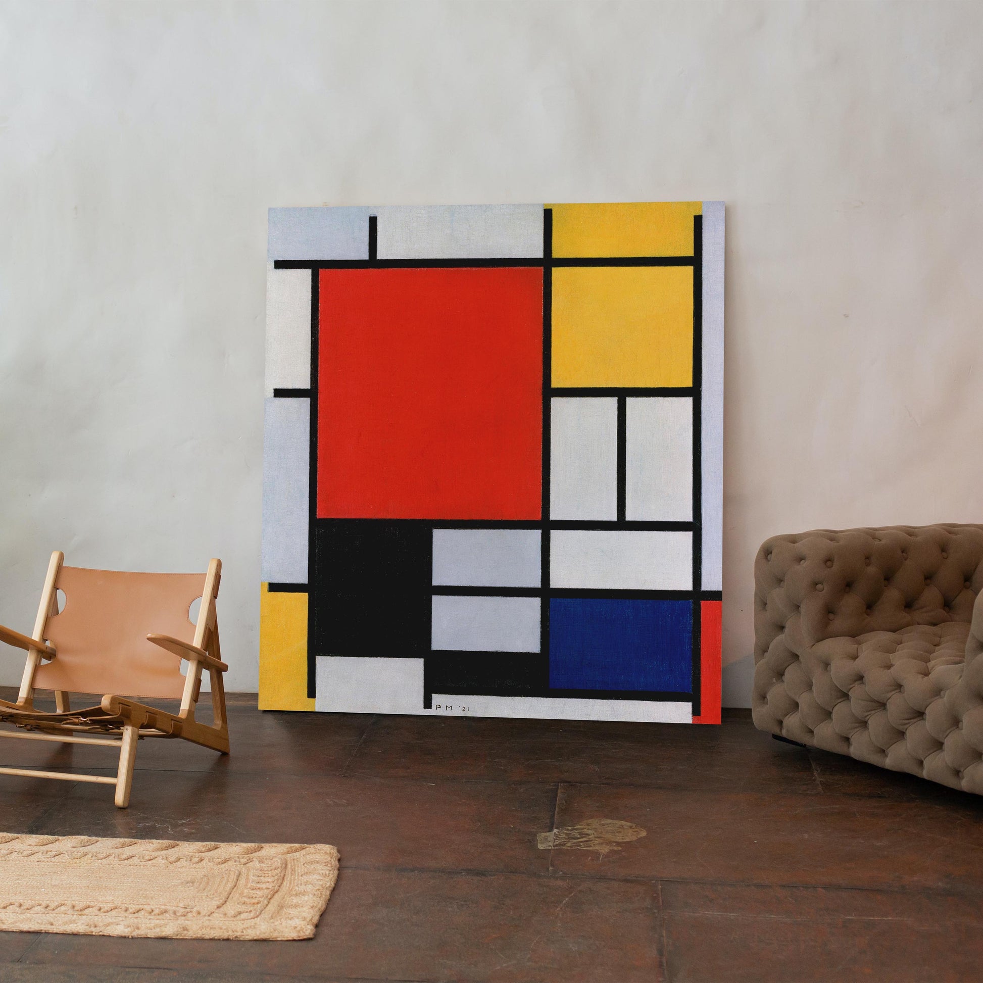 Composition with Red, Yellow, Blue, and Black - Piet Mondrian - Framed Canvas Wall Art Print - House Prints