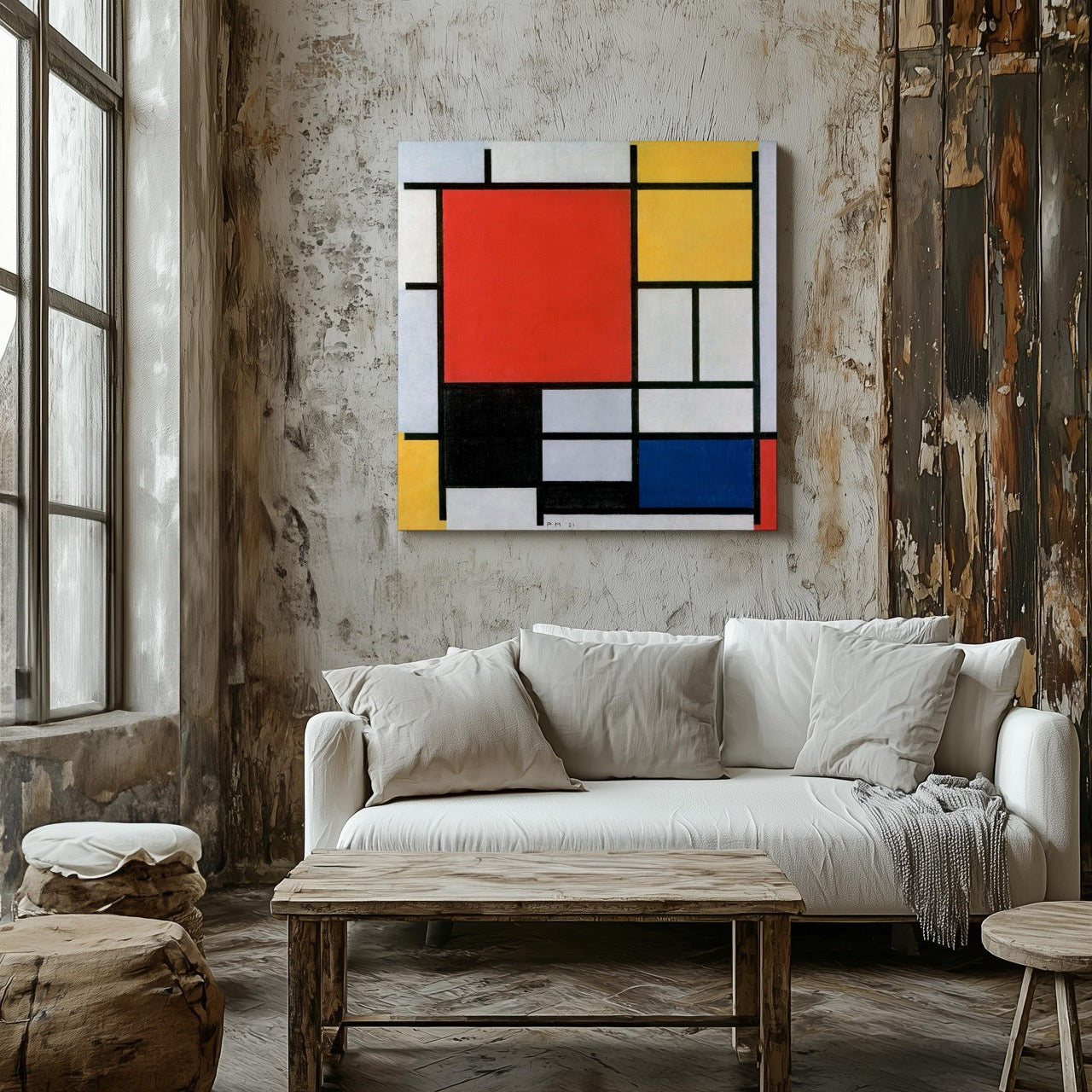 Composition with Red, Yellow, Blue, and Black - Piet Mondrian - Framed Canvas Wall Art Print - House Prints