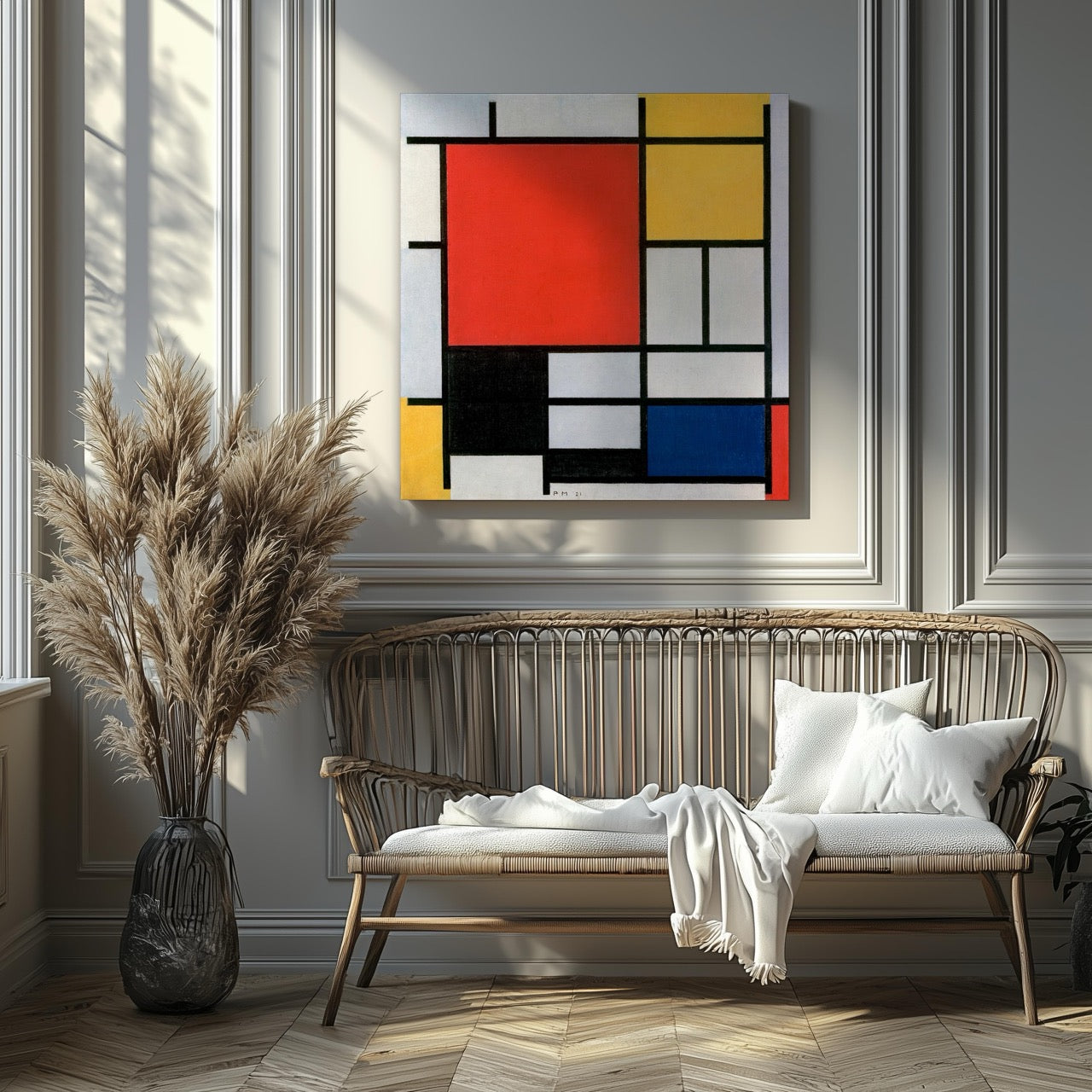 Composition with Red, Yellow, Blue, and Black - Piet Mondrian - Framed Canvas Wall Art Print - House Prints