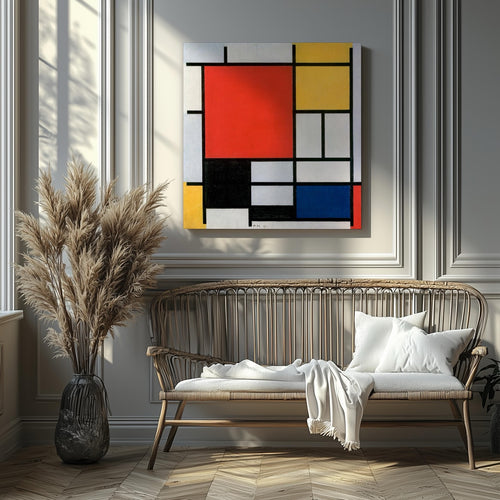 Composition with Red, Yellow, Blue, and Black - Piet Mondrian - Framed Canvas Wall Art Print | House Prints