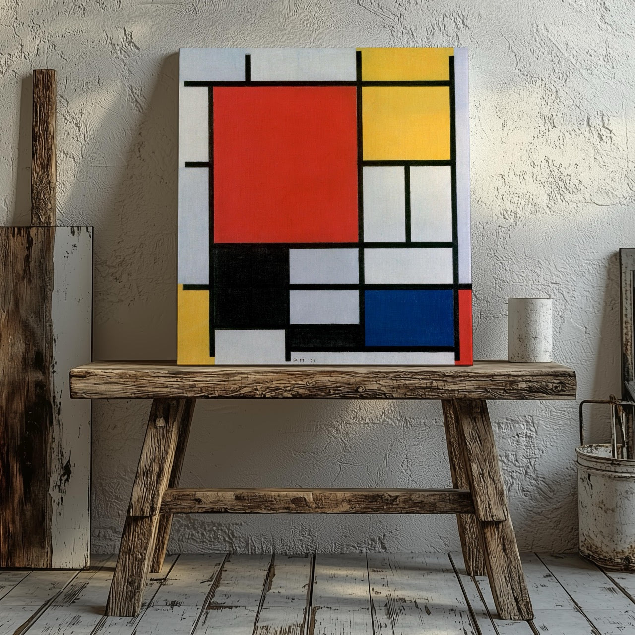 Composition with Red, Yellow, Blue, and Black - Piet Mondrian - Framed Canvas Wall Art Print - House Prints