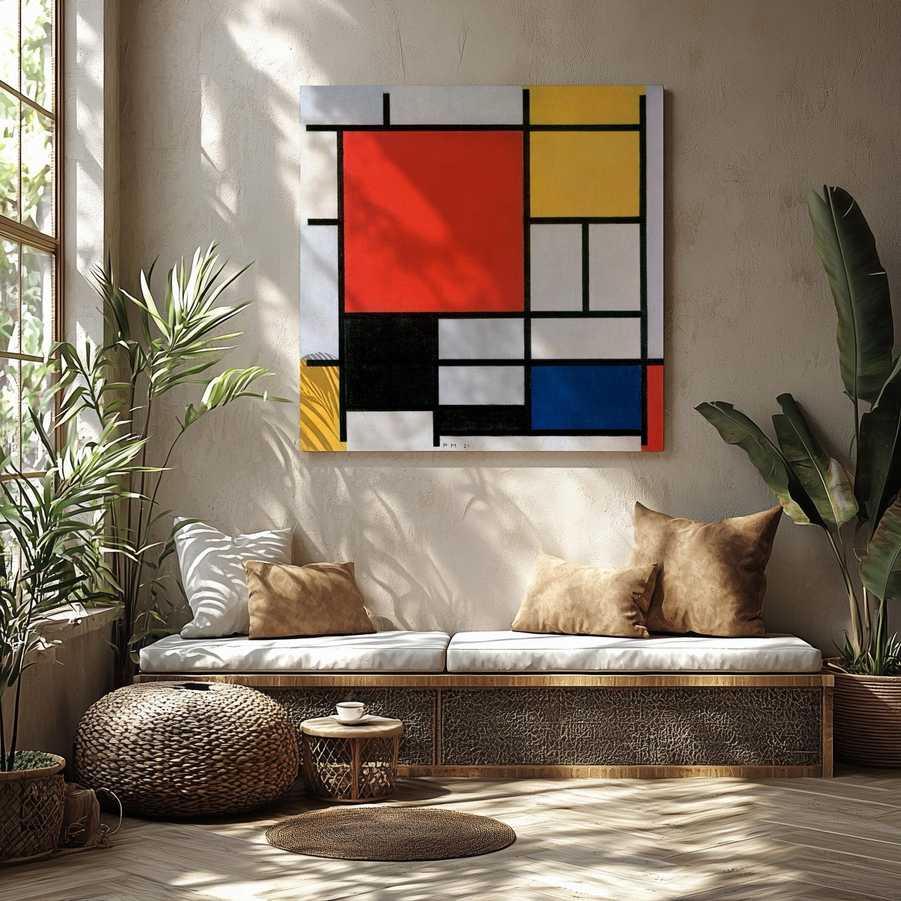 Composition with Red, Yellow, Blue, and Black - Piet Mondrian - Framed Canvas Wall Art Print - House Prints