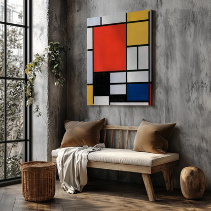 Composition with Red, Yellow, Blue, and Black - Piet Mondrian - Framed Canvas Wall Art Print - House Prints