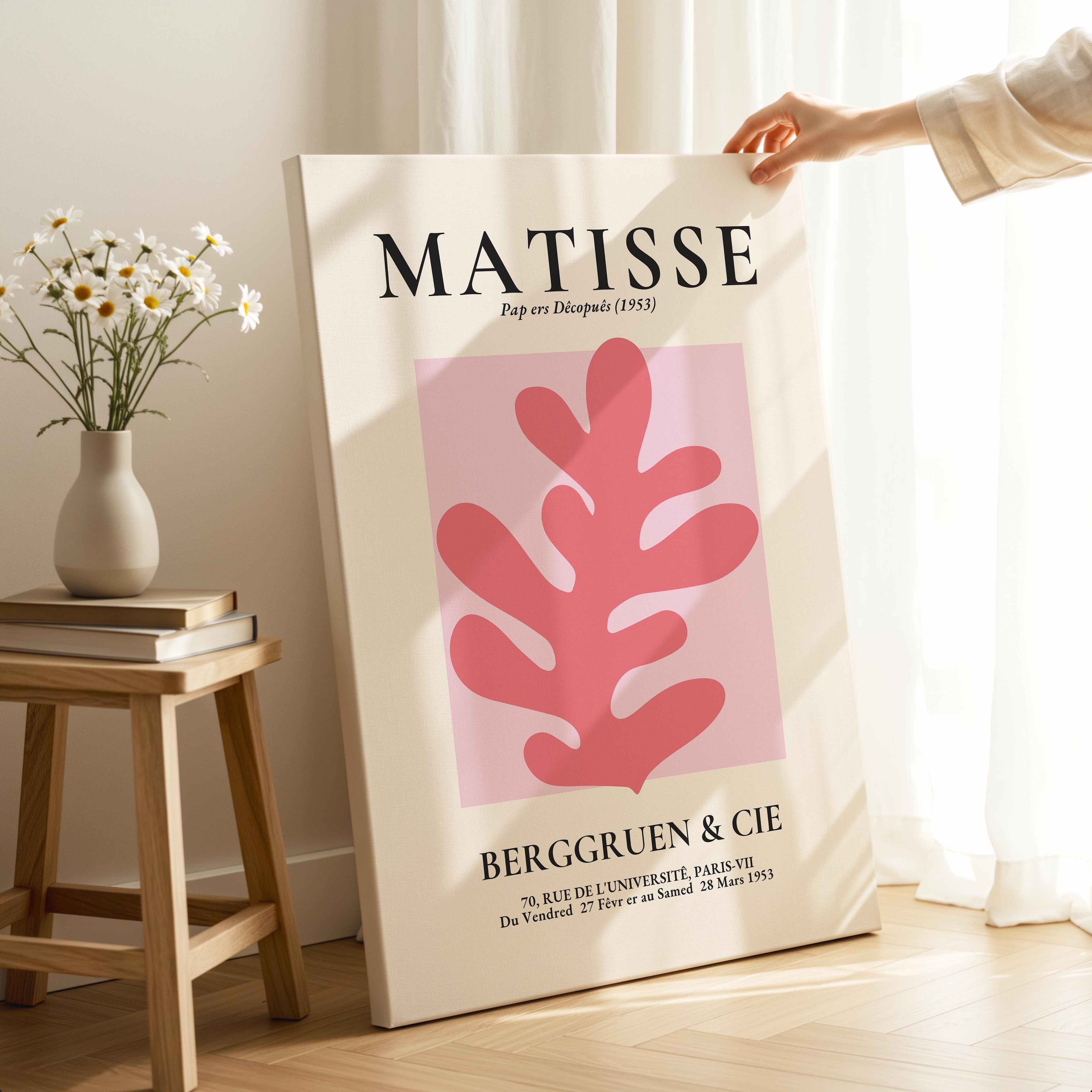 Pink Abstract Floral Papiers Découpés - Henri Matisse - Framed Canvas Wall Art Print