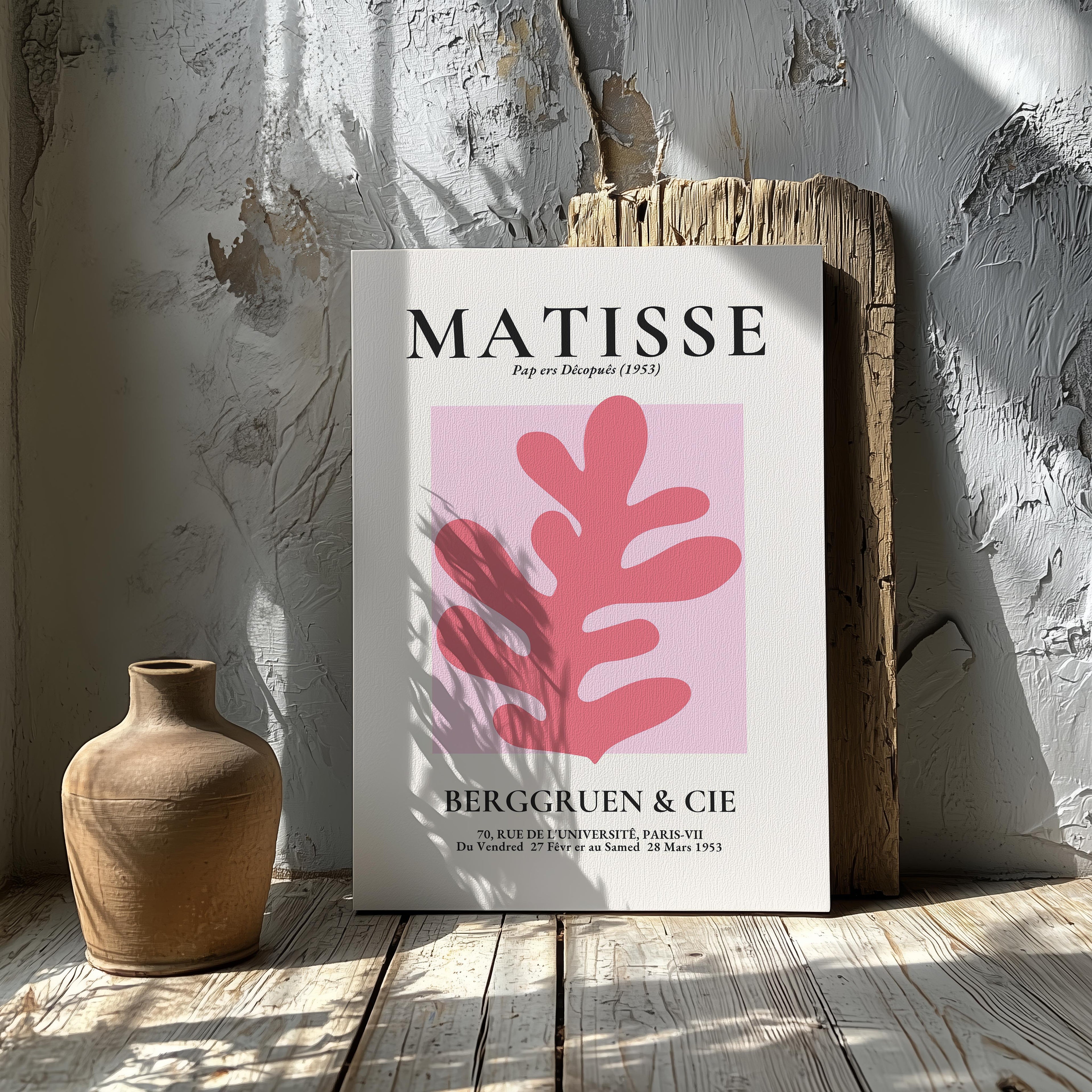 Pink Abstract Floral Papiers Découpés - Henri Matisse - Framed Canvas Wall Art Print