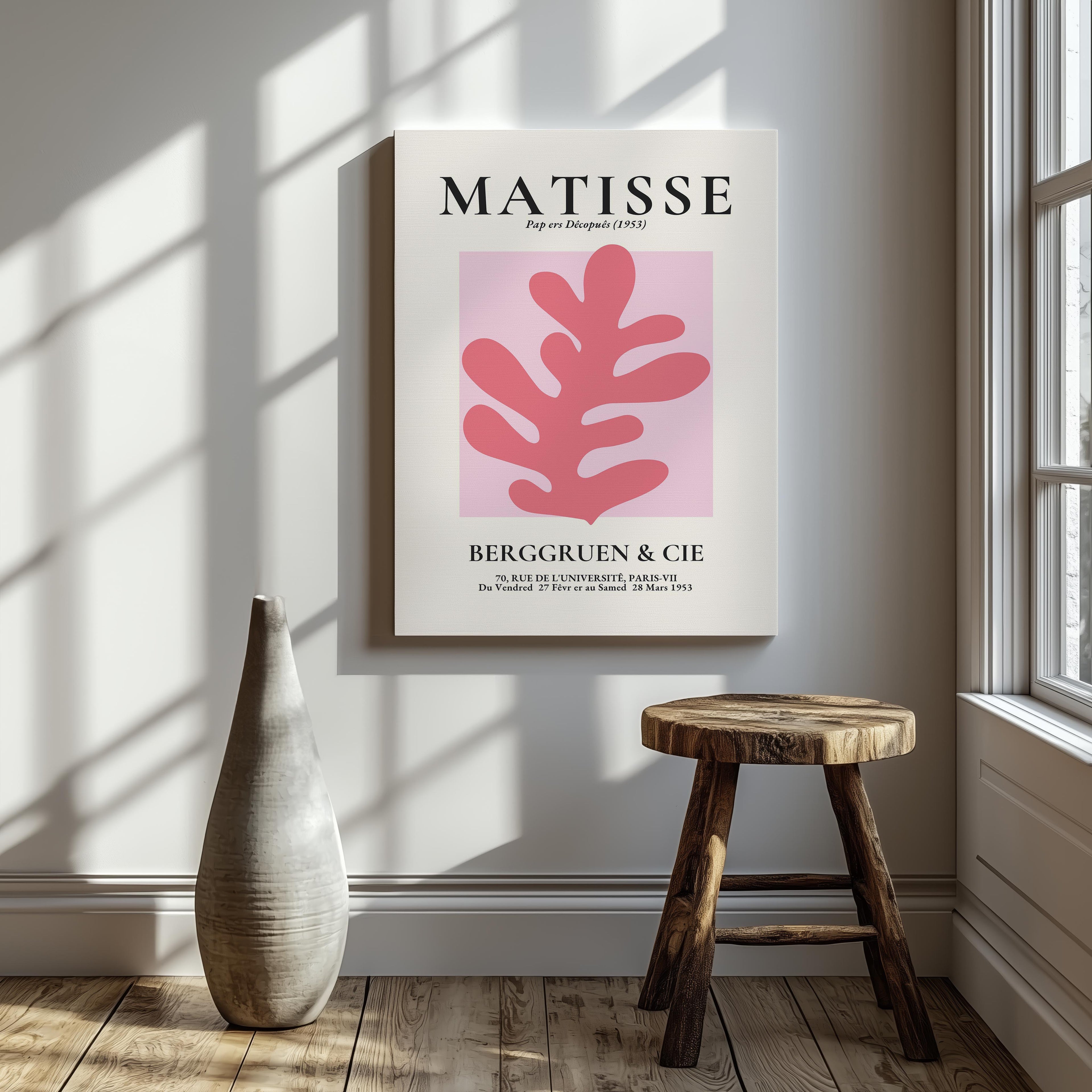 Pink Abstract Floral Papiers Découpés - Henri Matisse - Framed Canvas Wall Art Print