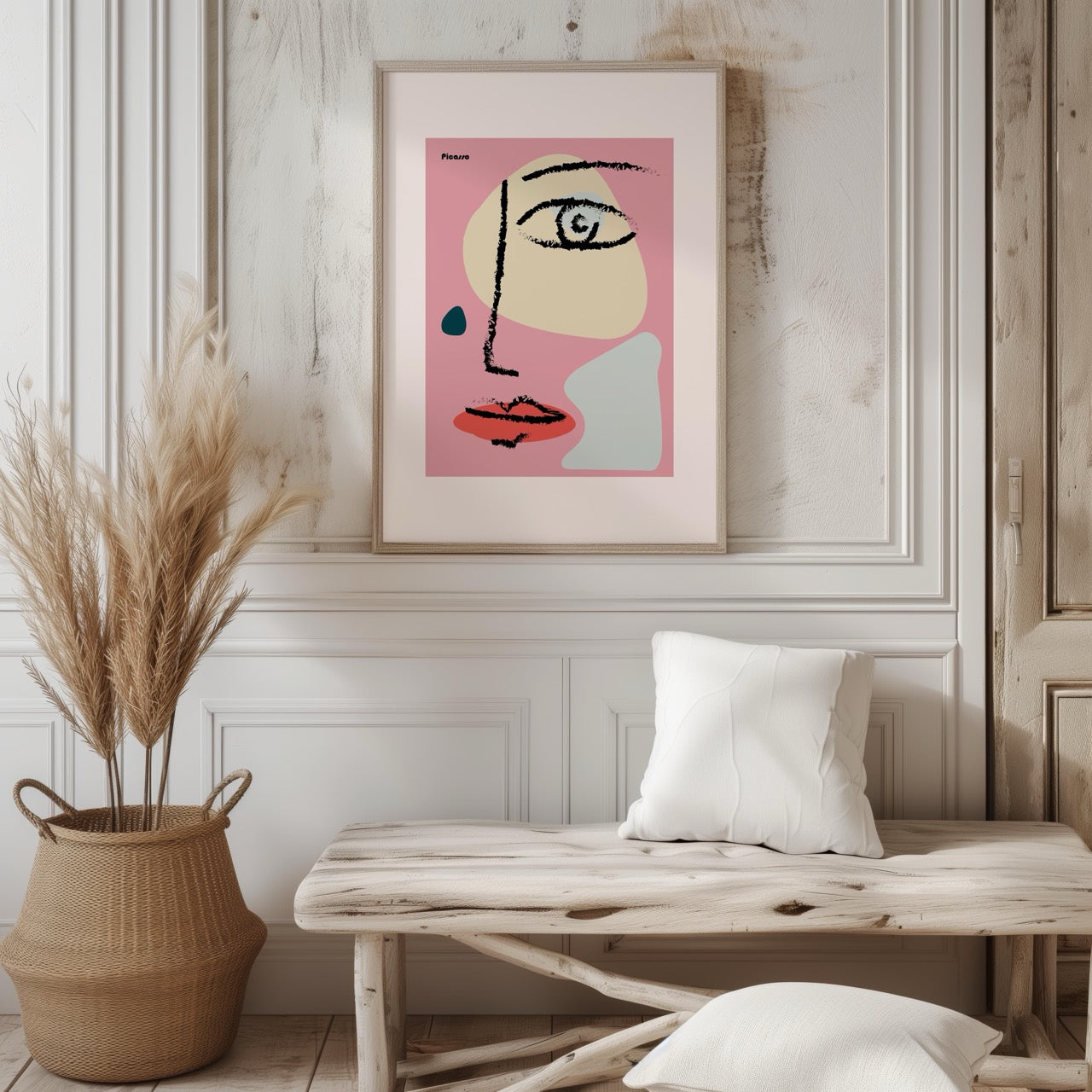 Pink Abstract Modern Face Portrait - Pablo Picasso - Rolled Poster Wall Art Print