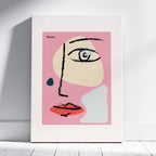 Pink Abstract Modern Face Portrait - Pablo Picasso - Framed Canvas Wall Art Print