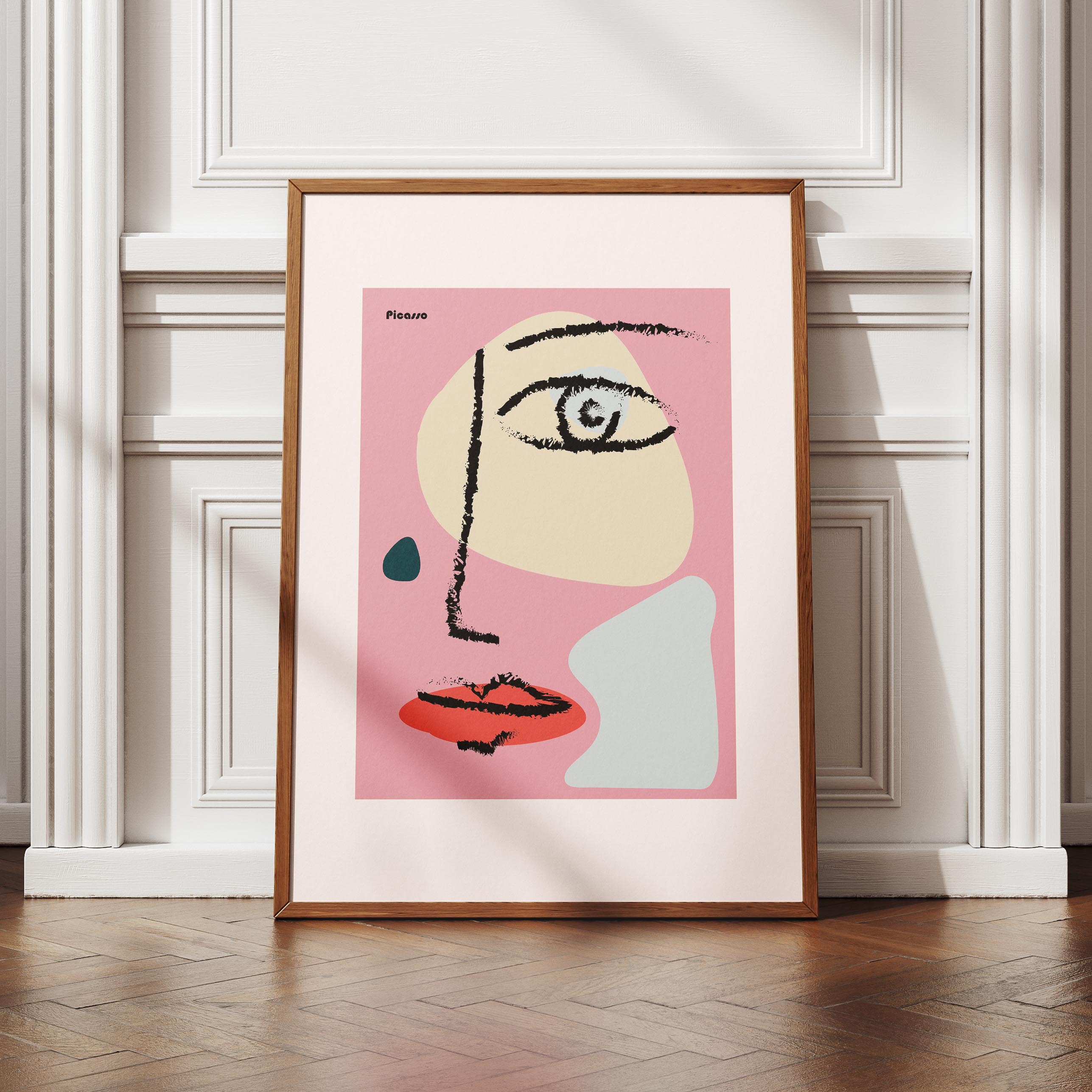 Pink Abstract Modern Face Portrait - Pablo Picasso - Rolled Poster Wall Art Print