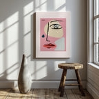 Pink Abstract Modern Face Portrait - Pablo Picasso - Framed Canvas Wall Art Print