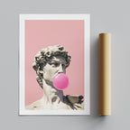 Pink Bubblegum Modern David Statue - Rolled Poster Wall Art Print