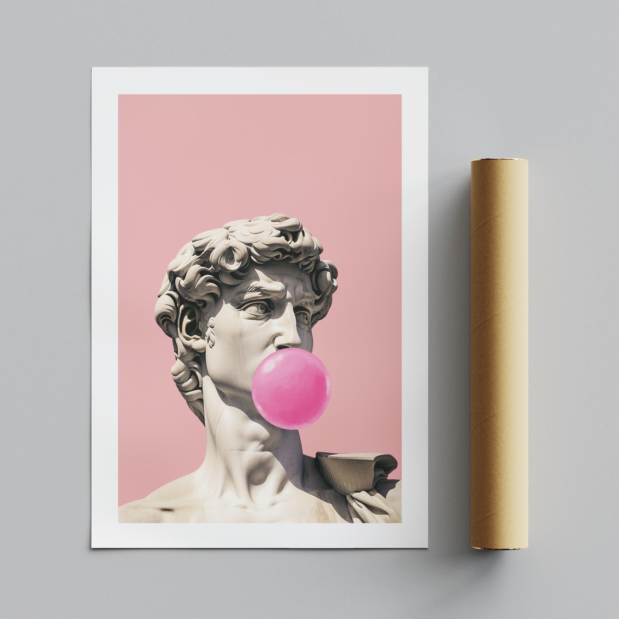 Pink Bubblegum Modern David Statue - Rolled Poster Wall Art Print
