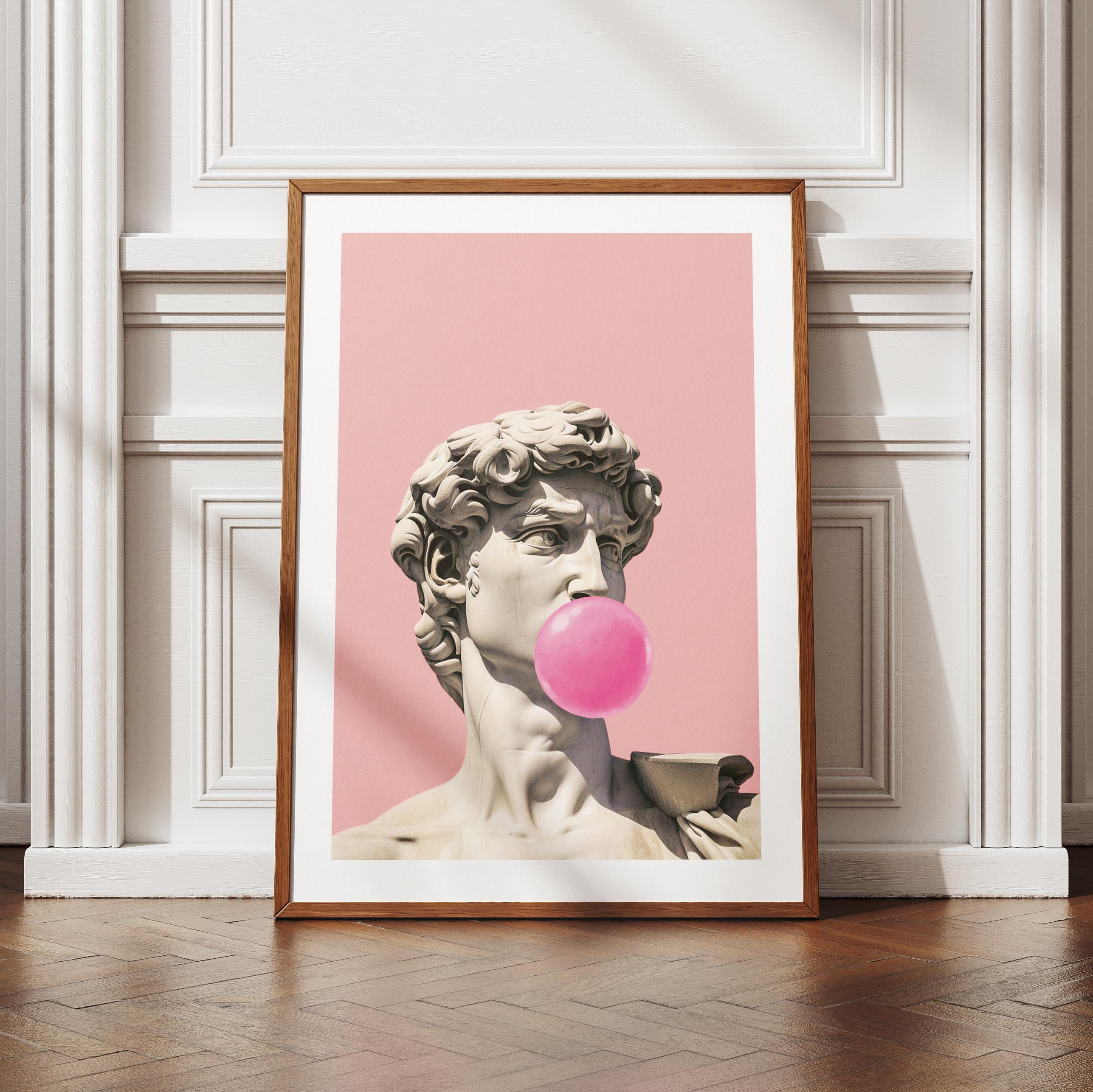 Pink Bubblegum Modern David Statue - Rolled Poster Wall Art Print