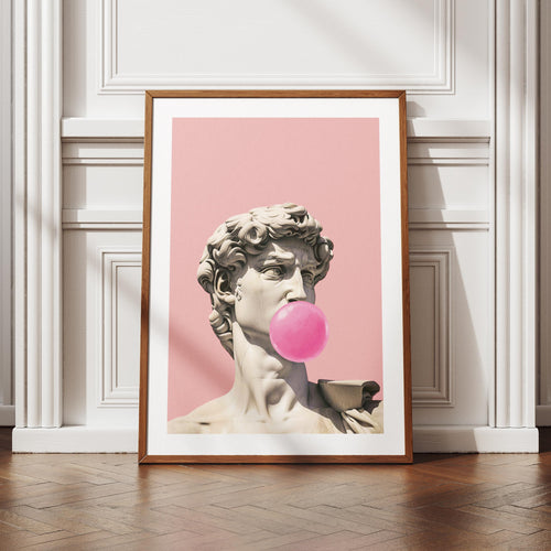 Pink Bubblegum Modern David Statue - Rolled Poster Wall Art Print | House Prints
