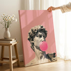 Pink Bubblegum Modern David Statue - Framed Canvas Wall Art Print | House Prints