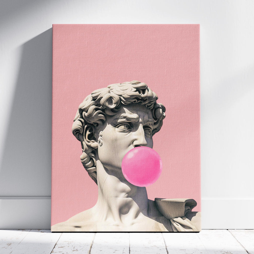 Pink Bubblegum Modern David Statue - Framed Canvas Wall Art Print | House Prints