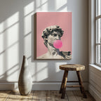 Pink Bubblegum Modern David Statue - Framed Canvas Wall Art Print | House Prints