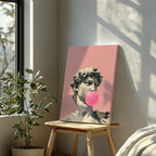 Pink Bubblegum Modern David Statue - Framed Canvas Wall Art Print | House Prints