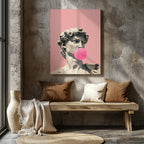 Pink Bubblegum Modern David Statue - Framed Canvas Wall Art Print | House Prints