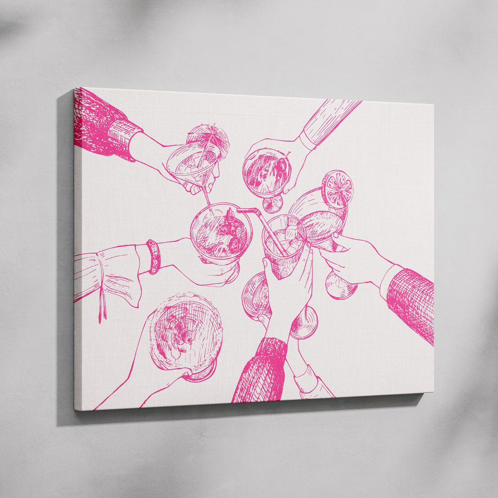 Pink Cheers to Good Times - Framed Canvas Wall Art Print | House Prints
