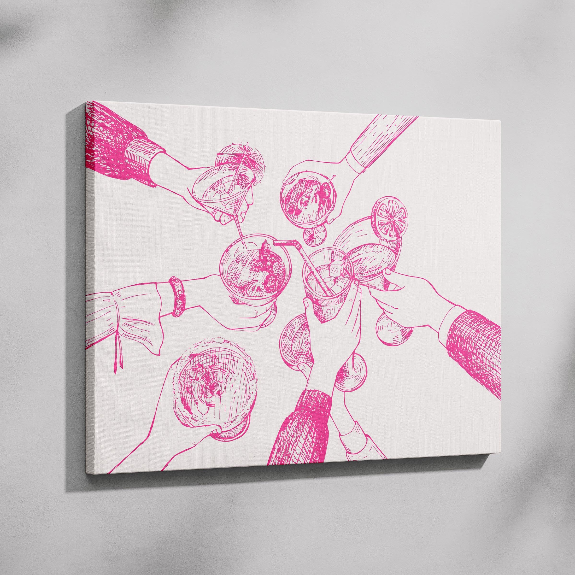 Pink Cheers to Good Times - Framed Canvas Wall Art Print | House Prints