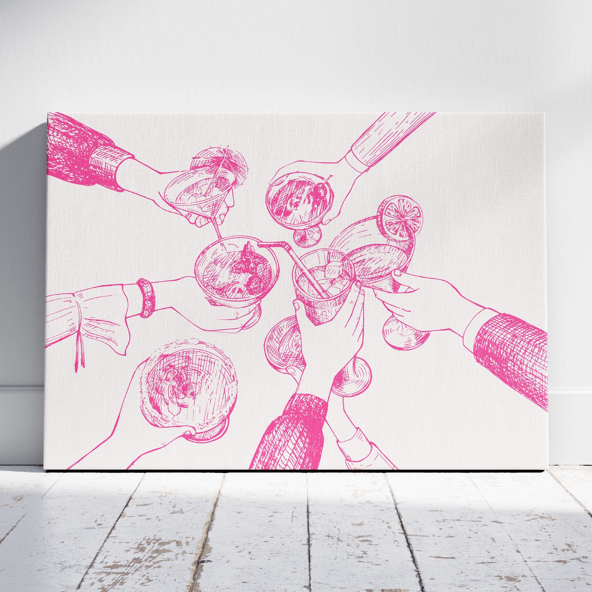 Pink Cheers to Good Times - Framed Canvas Wall Art Print | House Prints
