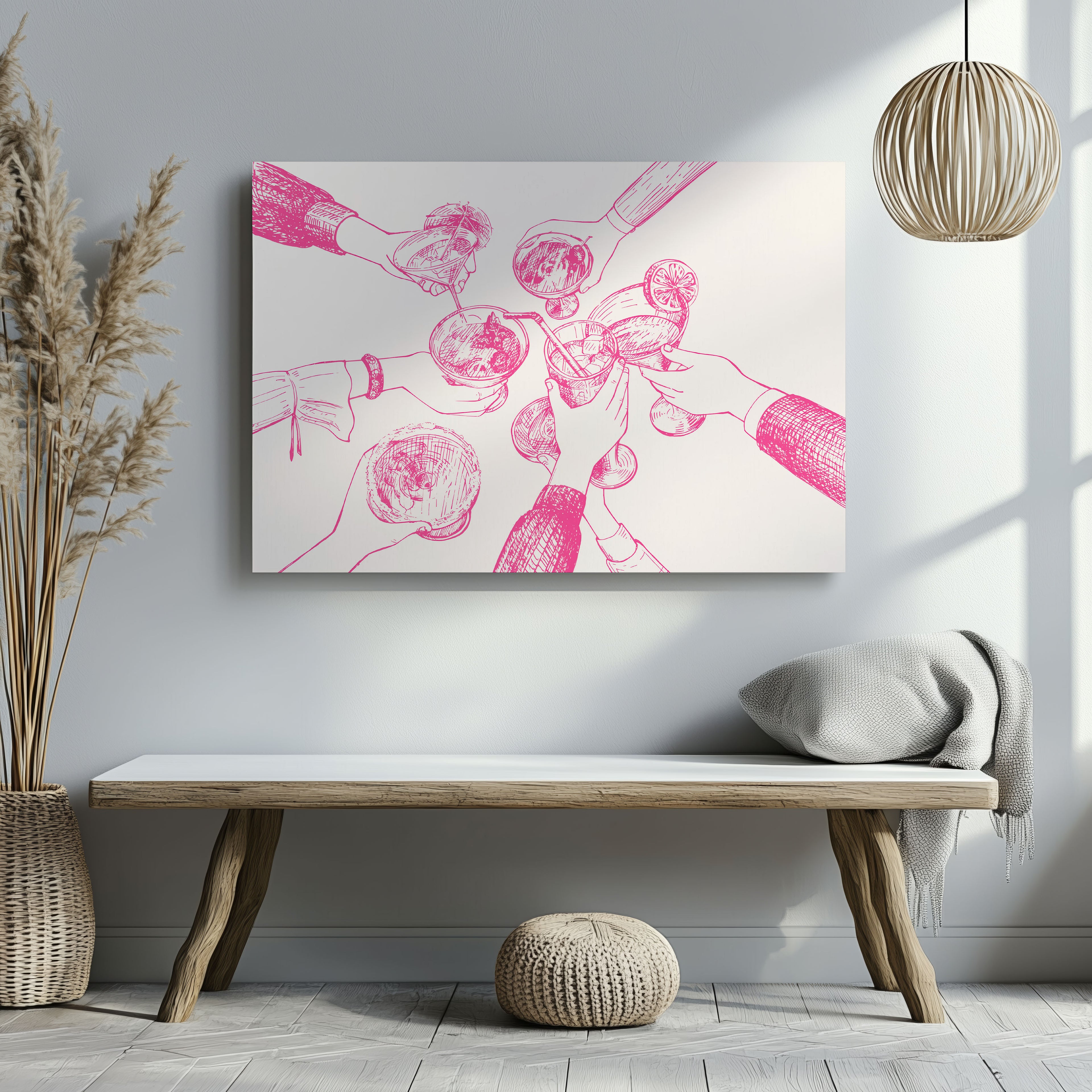 Pink Cheers to Good Times - Framed Canvas Wall Art Print | House Prints