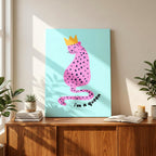 Modern Pink Leopard I'm a Queen Quote - Framed Canvas Wall Art Print