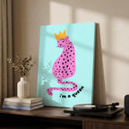 Modern Pink Leopard I'm a Queen Quote - Framed Canvas Wall Art Print