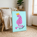 Modern Pink Leopard I'm a Queen Quote - Framed Canvas Wall Art Print