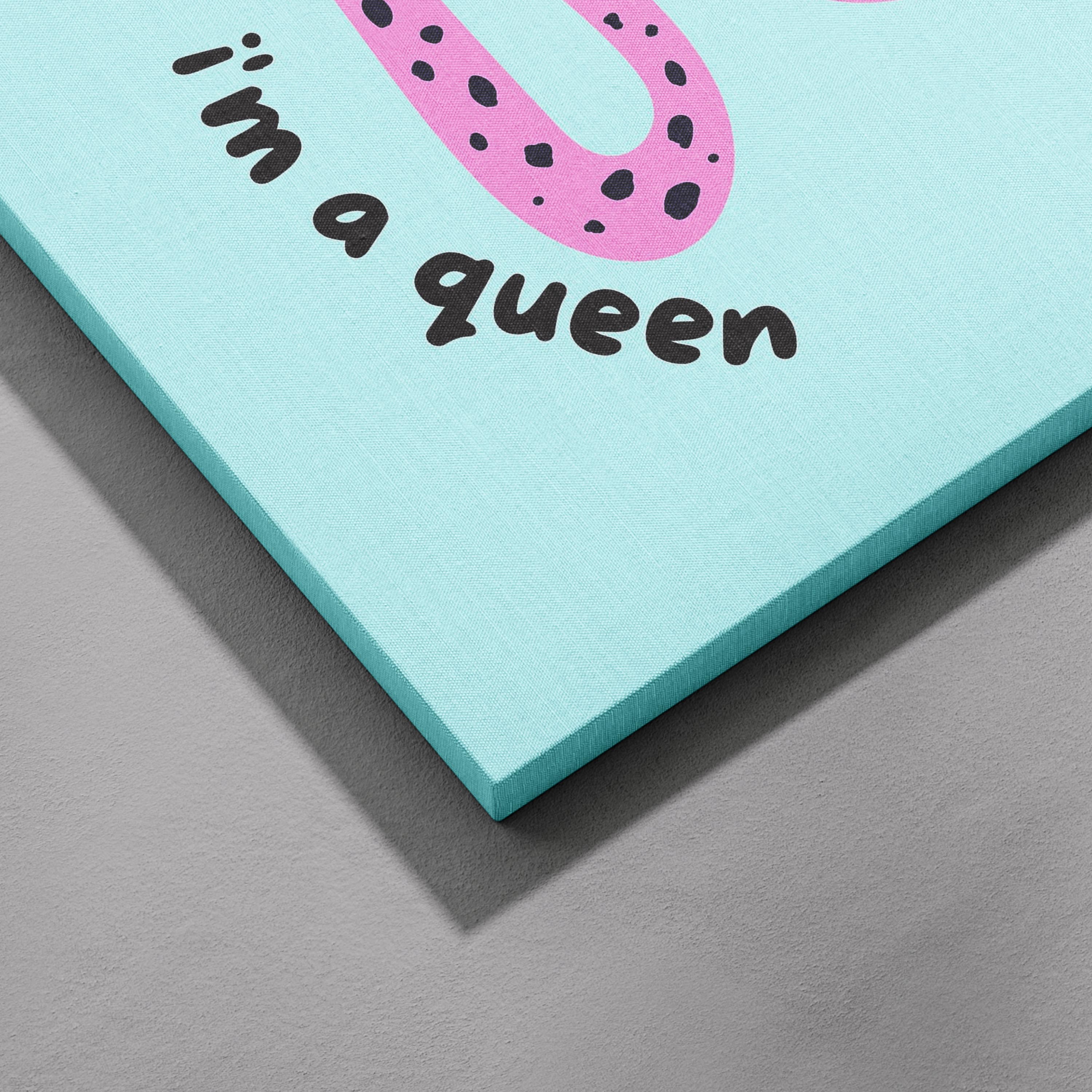 Modern Pink Leopard I'm a Queen Quote - Framed Canvas Wall Art Print