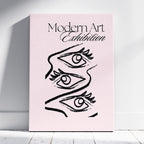 Pink Modern Art Exhibition Eye Sketch - Framed Canvas Wall Art Print | House Prints