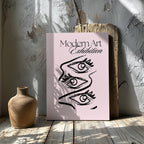 Pink Modern Art Exhibition Eye Sketch - Framed Canvas Wall Art Print | House Prints